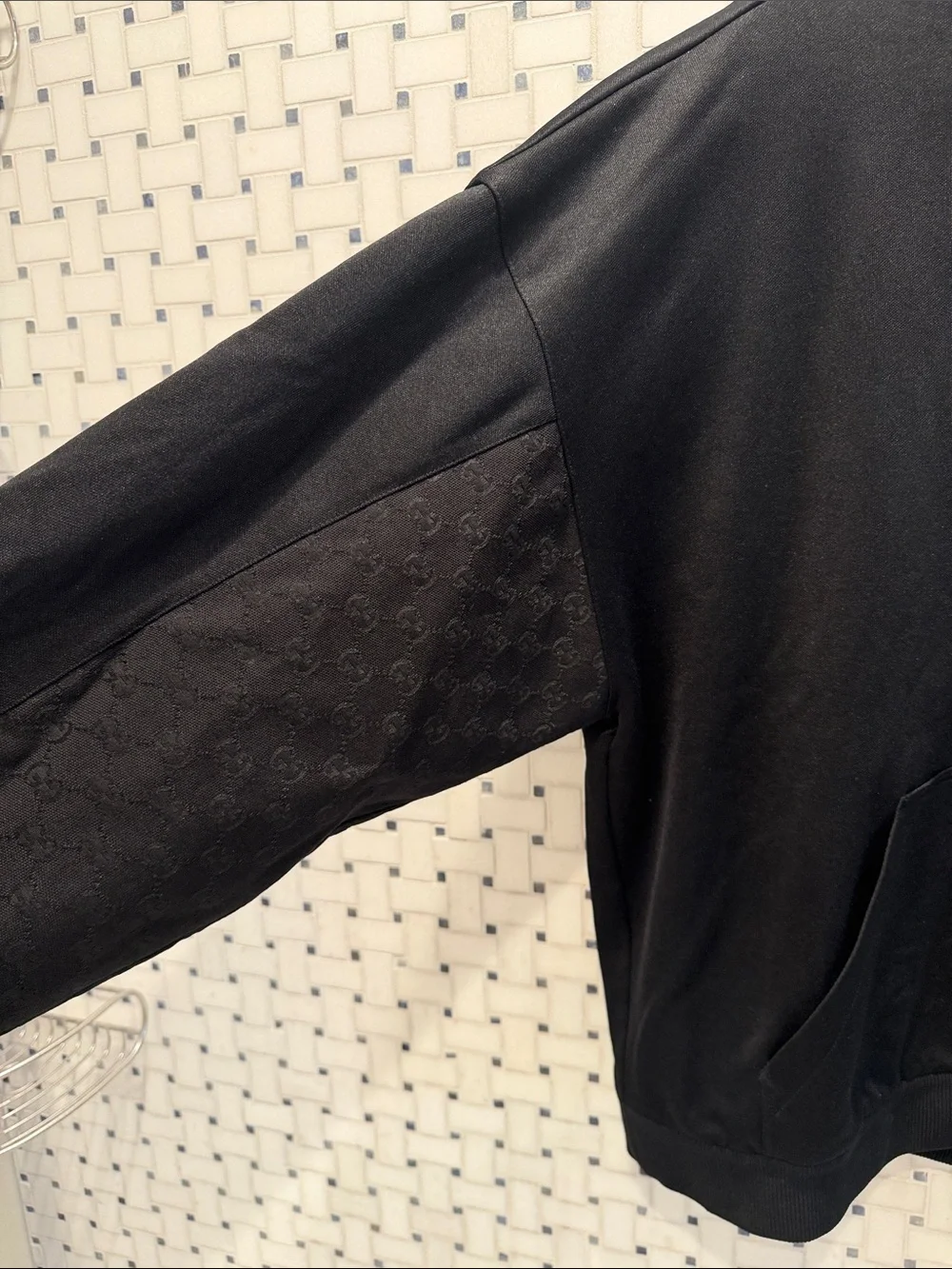 Gucci Black Half-Zip Sweatshirt with Beige-Trim Collar